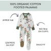 imageHonestBaby Baby 100 Organic Cotton Holiday NonSlip Footed OnePiece ZipFront PajamasFoxy Green