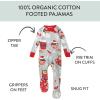 imageHonestBaby Baby 100 Organic Cotton Holiday NonSlip Footed OnePiece ZipFront PajamasHedgehog  Cocoa