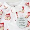imageHonestBaby Baby 100 Organic Cotton Holiday NonSlip Footed OnePiece ZipFront PajamasHo Ho Ho