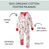imageHonestBaby Baby 100 Organic Cotton Holiday NonSlip Footed OnePiece ZipFront PajamasMoose N Mugs