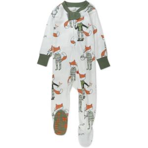 imageHonestBaby Baby 100 Organic Cotton Holiday NonSlip Footed OnePiece ZipFront PajamasFoxy Green