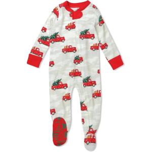imageHonestBaby Baby 100 Organic Cotton Holiday NonSlip Footed OnePiece ZipFront PajamasGetting the Tree
