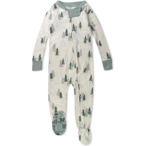 imageHonestBaby Baby 100 Organic Cotton Holiday NonSlip Footed OnePiece ZipFront PajamasInto the Woods