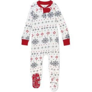 imageHonestBaby Baby 100 Organic Cotton Holiday NonSlip Footed OnePiece ZipFront PajamasJumbo Fair Isle