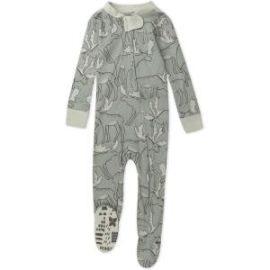 imageHonestBaby Baby 100 Organic Cotton Holiday NonSlip Footed OnePiece ZipFront PajamasMoose Delight
