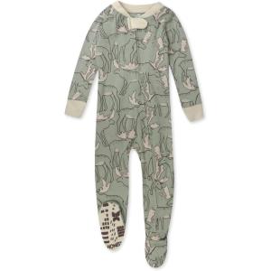 imageHonestBaby Baby 100 Organic Cotton Holiday NonSlip Footed OnePiece ZipFront PajamasMoose Mayhem