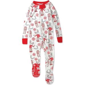 imageHonestBaby Baby 100 Organic Cotton Holiday NonSlip Footed OnePiece ZipFront PajamasMoose N Mugs
