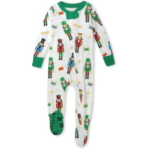 imageHonestBaby Baby 100 Organic Cotton Holiday NonSlip Footed OnePiece ZipFront PajamasNutcracker