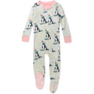 imageHonestBaby Baby 100 Organic Cotton Holiday NonSlip Footed OnePiece ZipFront PajamasPenguin Dash
