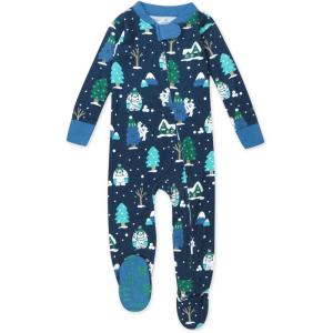 imageHonestBaby Baby 100 Organic Cotton Holiday NonSlip Footed OnePiece ZipFront PajamasSasquatch