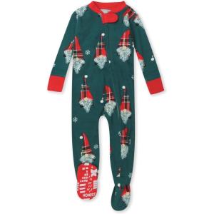 imageHonestBaby Baby 100 Organic Cotton Holiday NonSlip Footed OnePiece ZipFront PajamasSecret Santa