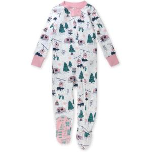 imageHonestBaby Baby 100 Organic Cotton Holiday NonSlip Footed OnePiece ZipFront PajamasSki Trip