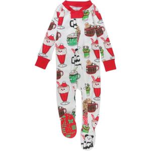 imageHonestBaby Baby 100 Organic Cotton Holiday NonSlip Footed OnePiece ZipFront PajamasSnow Shakes
