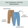imageHonestBaby 2Pack Easy Fit Cargo Sweat Pant 100 Organic Cotton Baby Toddler Boys Girls UnisexCornflower