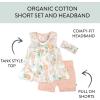 imageHonestBaby unisexbaby 3 Piece Top Short and Headband Set for Infant Baby Boys Girls UnisexWhite Peach Blossom Floral