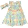 imageHonestBaby 2Piece Outfit Dress ampamp Headband Set for Infant Baby and Toddler GirlsSeersucker Plaid Fawn