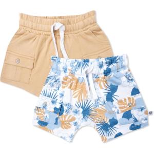 imageHonestBaby 2Pack Cargo Shorts 100 Organic Cotton for Infant Baby and Toddler Boys GirlsOahu Oasis 2pack