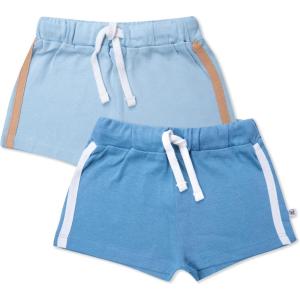 imageHonestBaby 2Pack Cargo Shorts 100 Organic Cotton for Infant Baby and Toddler Boys GirlsSunset Blue 2pack