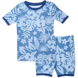 imageHonestBaby 2Pack Short Sleeve Pajamas 100 Organic Cotton for Baby Boys UnisexTropic Shadow Chambray