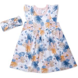 imageHonestBaby 2Piece Outfit Dress ampamp Headband Set for Infant Baby and Toddler GirlsMaui Floral