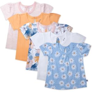 imageHonestBaby 5Pack Puff Sleeve TShirts 100 Organic Cotton Baby Toddler Little Kid GirlDaisy Daze
