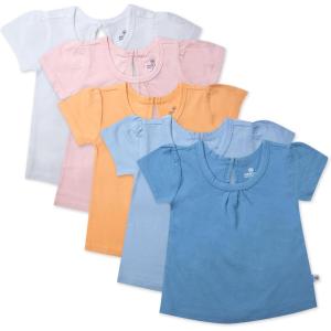imageHonestBaby 5Pack Puff Sleeve TShirts 100 Organic Cotton Baby Toddler Little Kid GirlSunset Beach