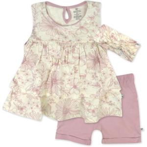 imageHonestBaby unisexbaby 3 Piece Top Short and Headband Set for Infant Baby Boys Girls UnisexSketchy Floral Hazy Lavender