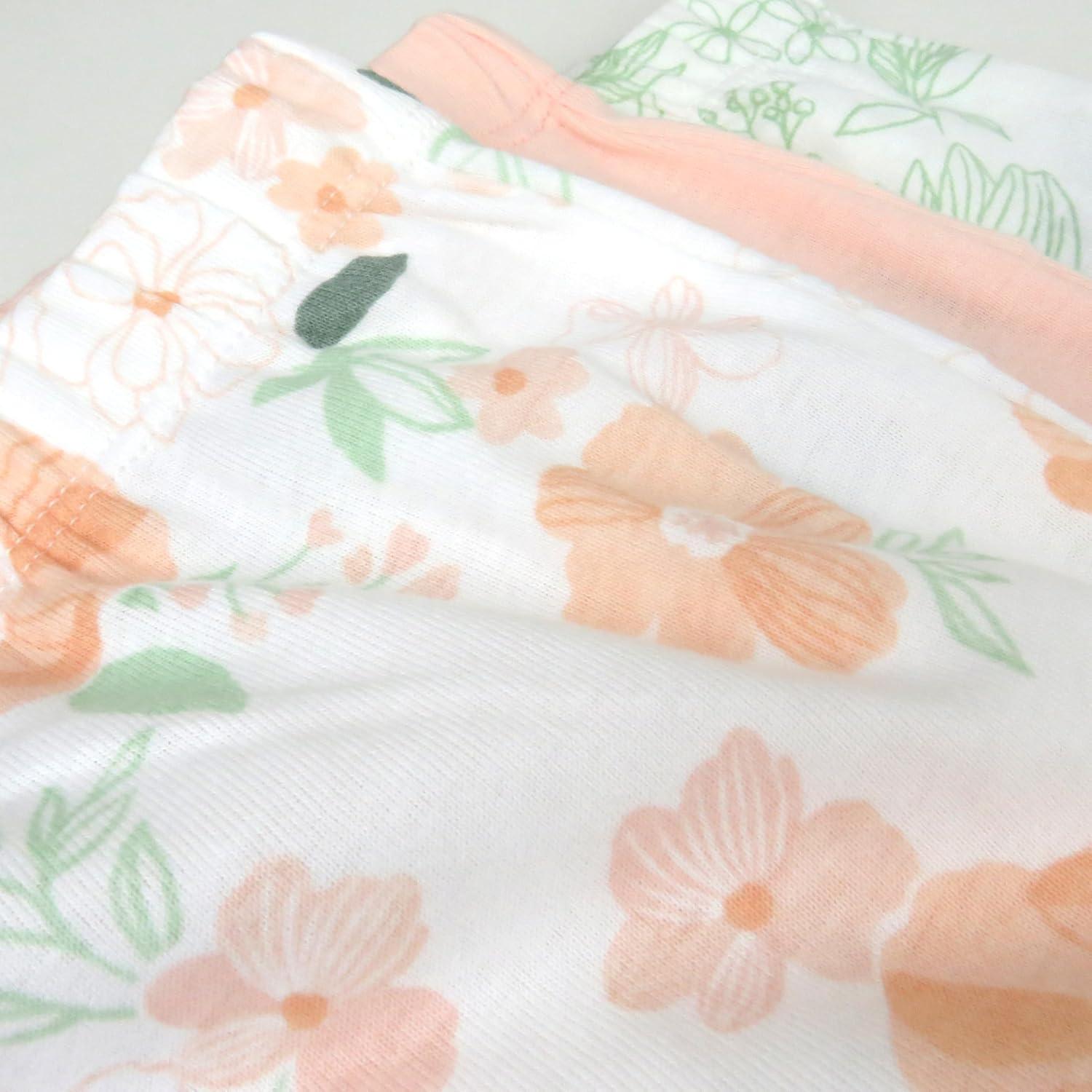 imageHonestBaby 3Pack Footed Pants Roomy Fit Pull on Bottoms 100 Organic Cotton for Infant Baby Boys Girls UnisexPeach Blossom Floral