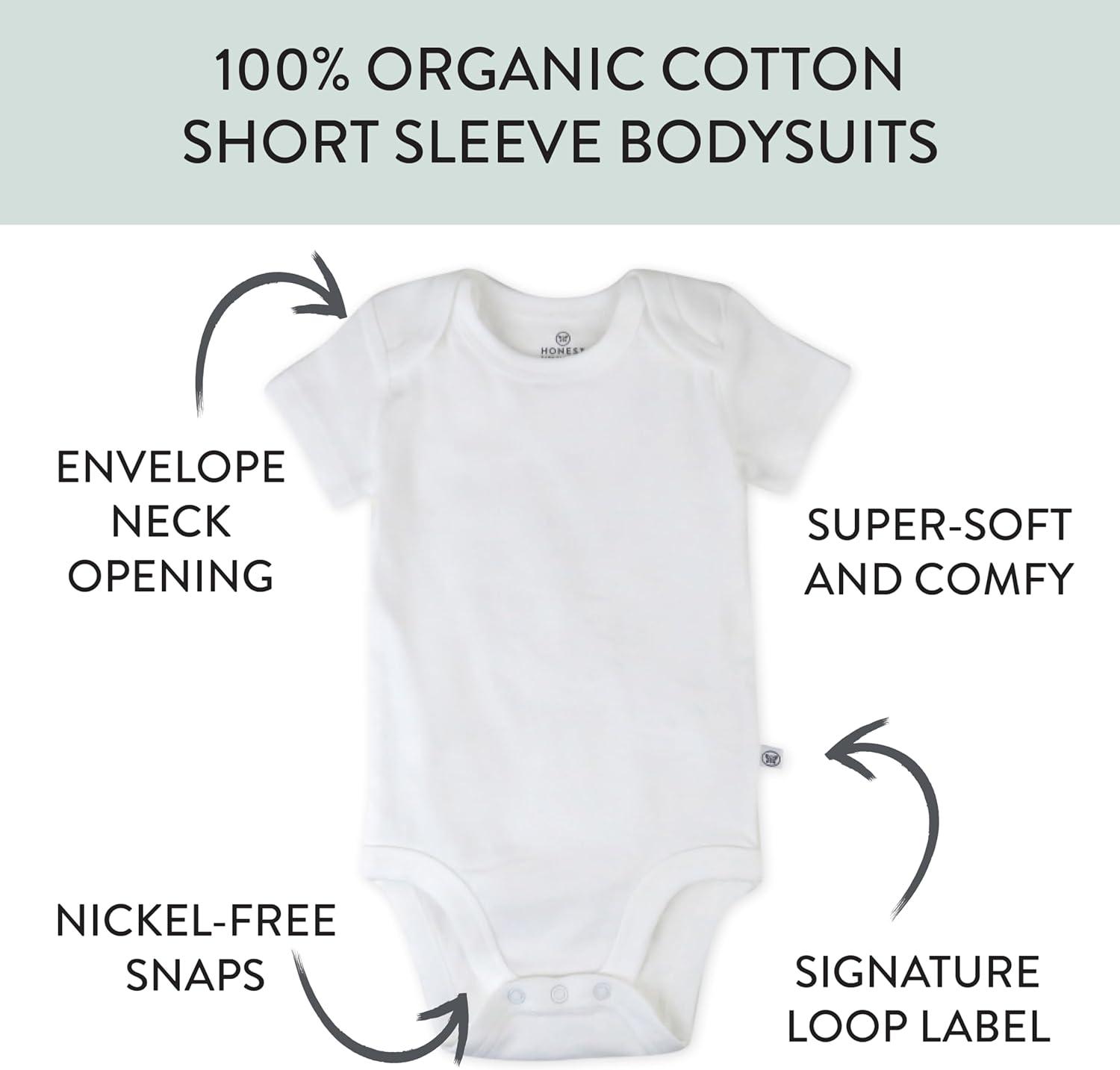 imageHonestBaby 5pack Short Sleeve Bodysuits Onepiece 100 Organic Cotton for Infant Baby GirlsDaisy Daze