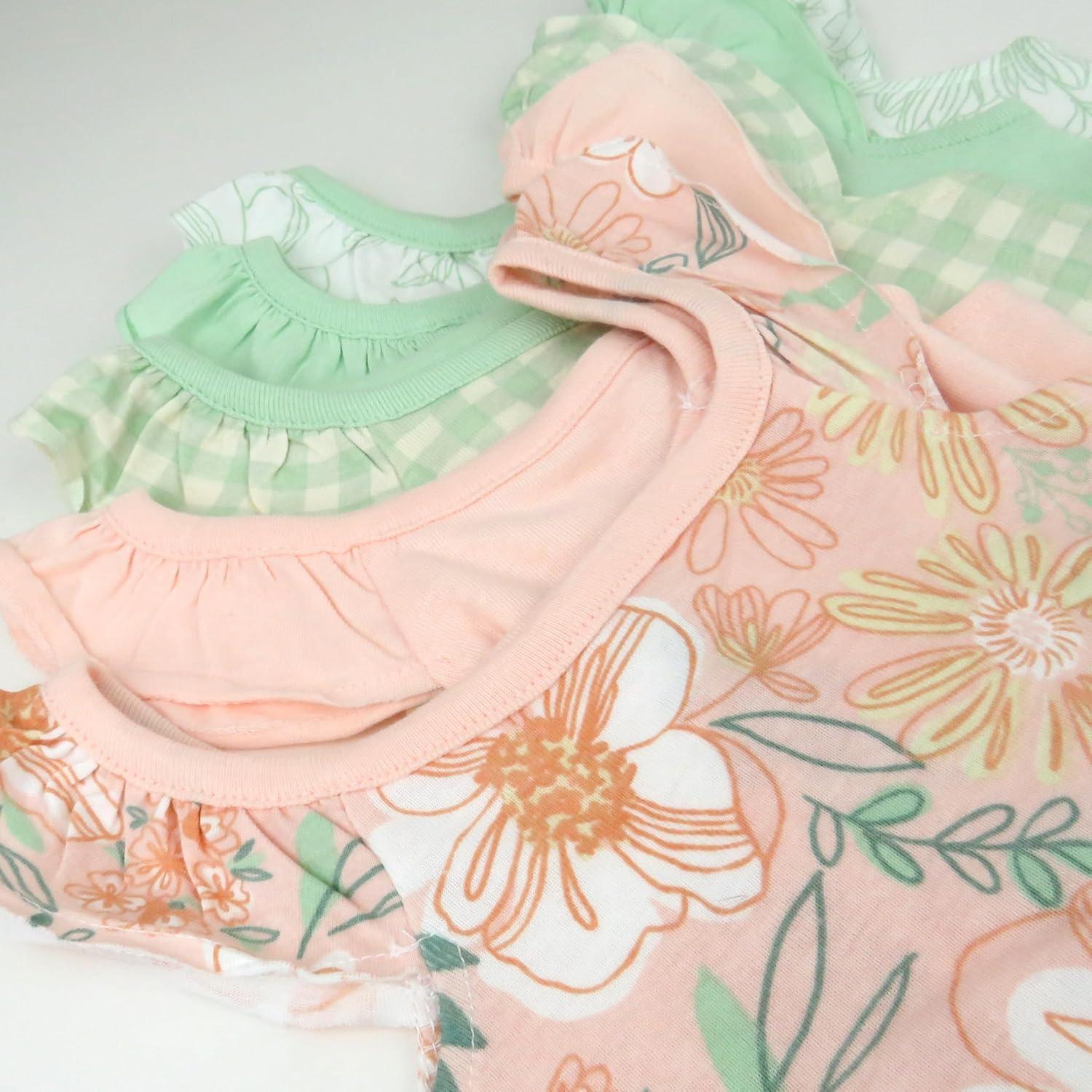 imageHonestBaby Cami Bodysuits Onepiece 100 Organic Cotton for Baby Girls5pack Peach Blossom Floral
