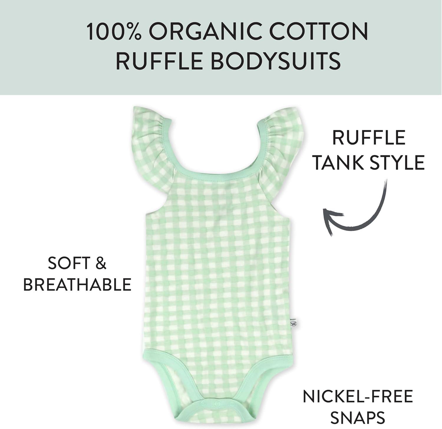 imageHonestBaby Cami Bodysuits Onepiece 100 Organic Cotton for Baby Girls5pack Peach Blossom Floral