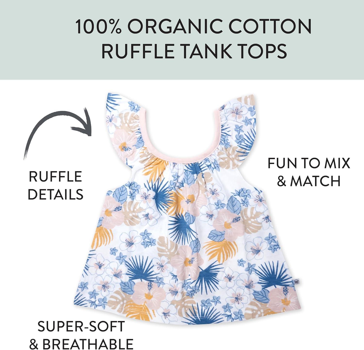 imageHonestBaby Multipack Puff Sleeve TShirts 100 Organic Cotton Infant Baby Toddler Little Kids Boys Girls UnisexMaui Floral