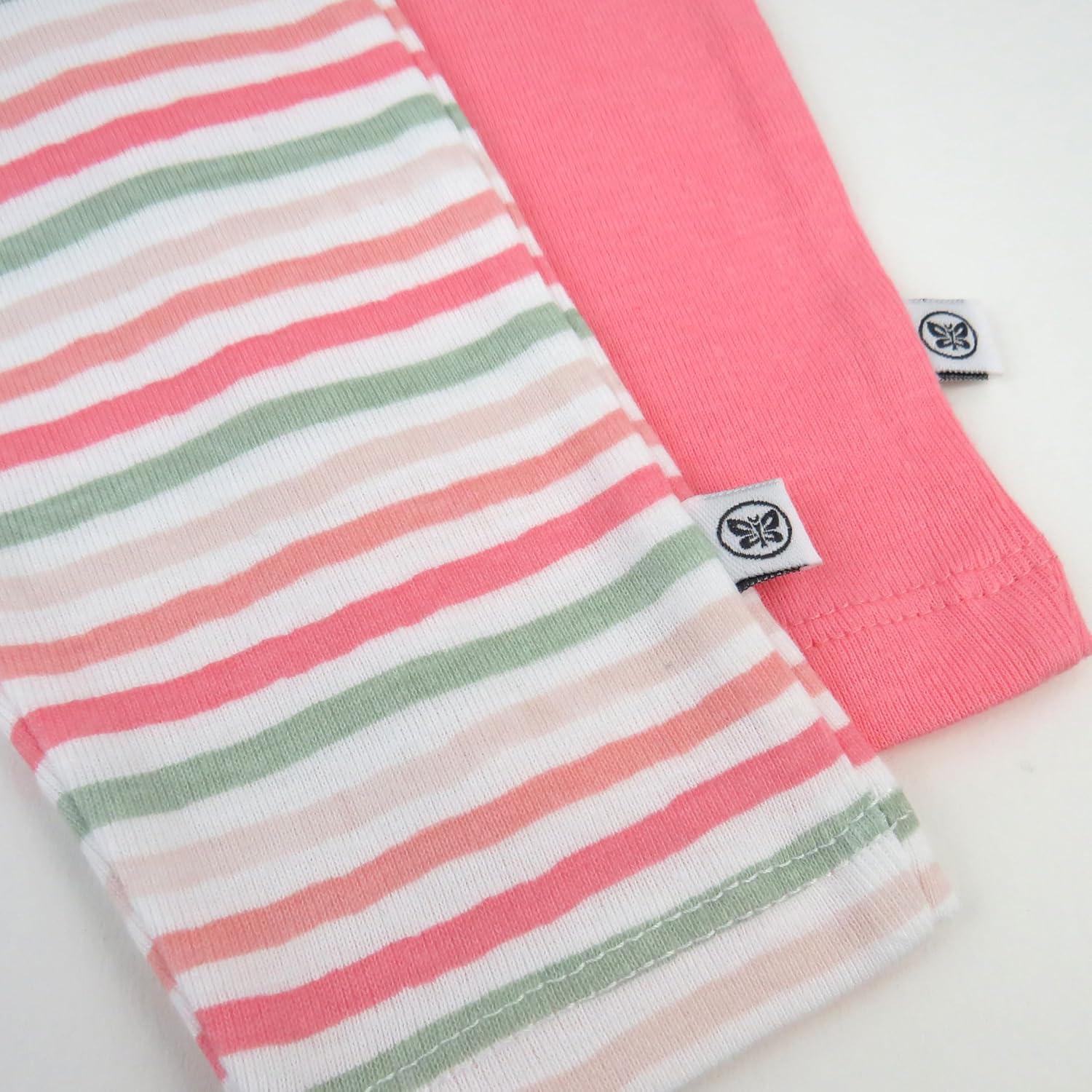 imageHonestBaby Unisex Multipack Harem Pants Roomy Fit Pull on Bottoms 100 Organic Cotton for Baby Boys GirlsWatercolor Stripe Rosewat