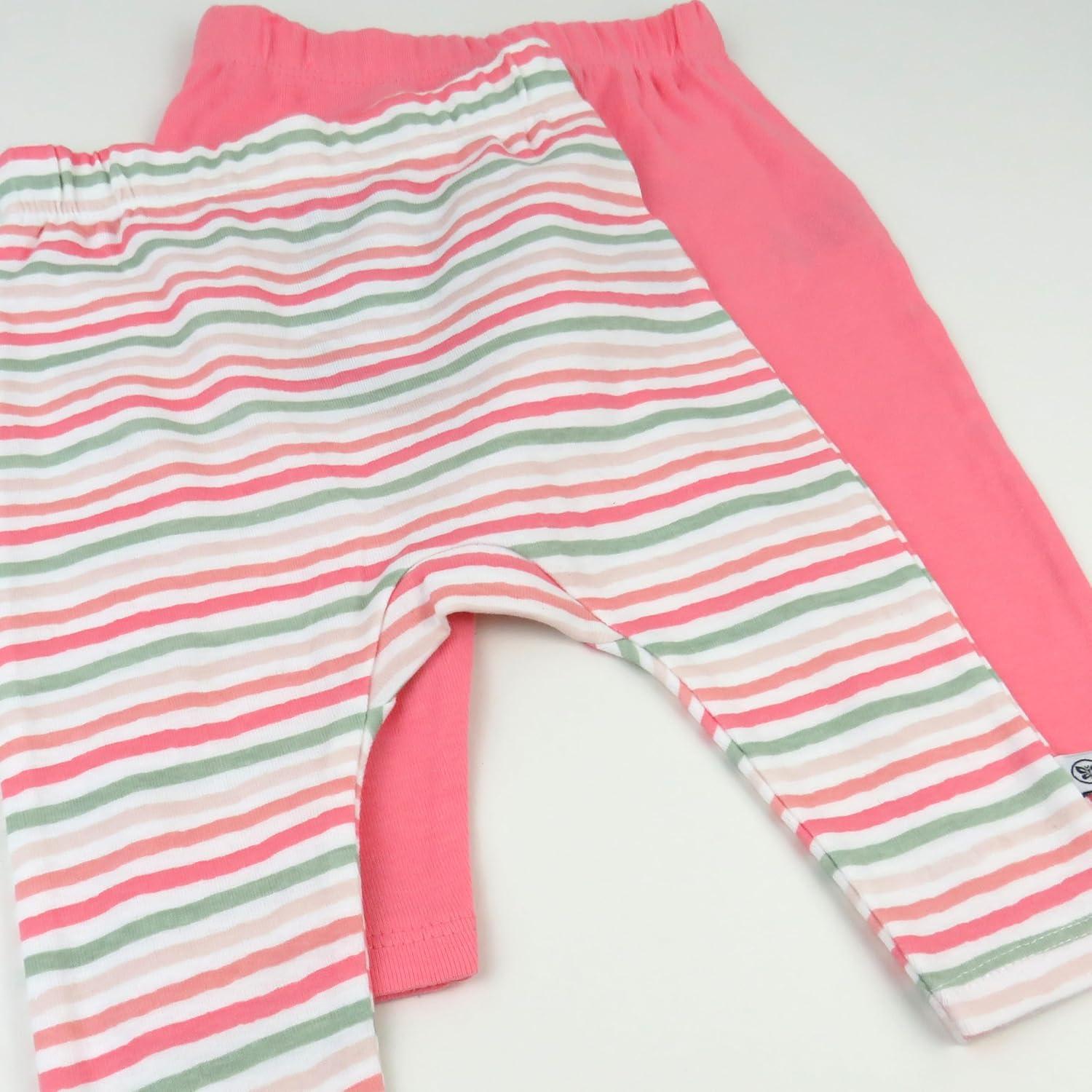 imageHonestBaby Unisex Multipack Harem Pants Roomy Fit Pull on Bottoms 100 Organic Cotton for Baby Boys GirlsWatercolor Stripe Rosewat