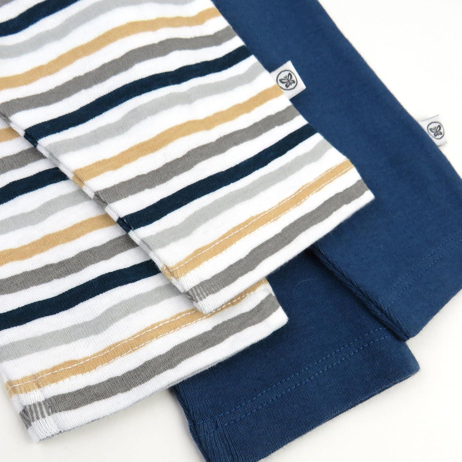 imageHonestBaby Unisex Multipack Harem Pants Roomy Fit Pull on Bottoms 100 Organic Cotton for Baby Boys GirlsWatercolor Stripe Sandy Blues