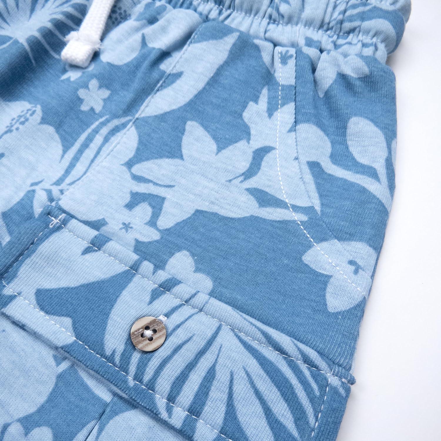 imageHonestBaby babyboys 2 Piece Baby Toddler Short Sleeve and Shorts Set for Girls Boys UnisexTropic Shadow Chambray