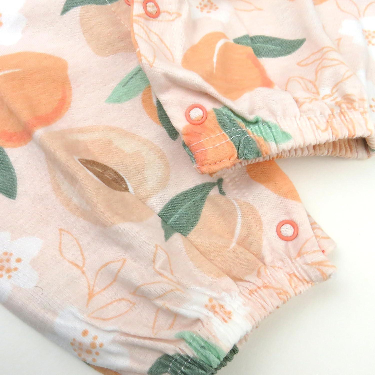 imageHonestBaby babygirls 2piece Outfit Romper ampamp Headband Set for Infant Baby and Toddler GirlsJust Peachy