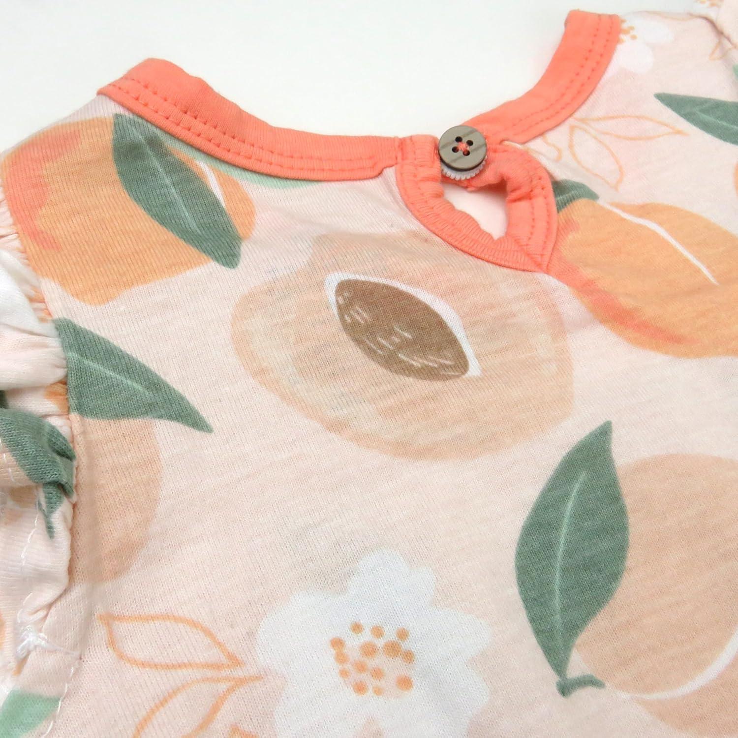 imageHonestBaby babygirls 2piece Outfit Romper ampamp Headband Set for Infant Baby and Toddler GirlsJust Peachy
