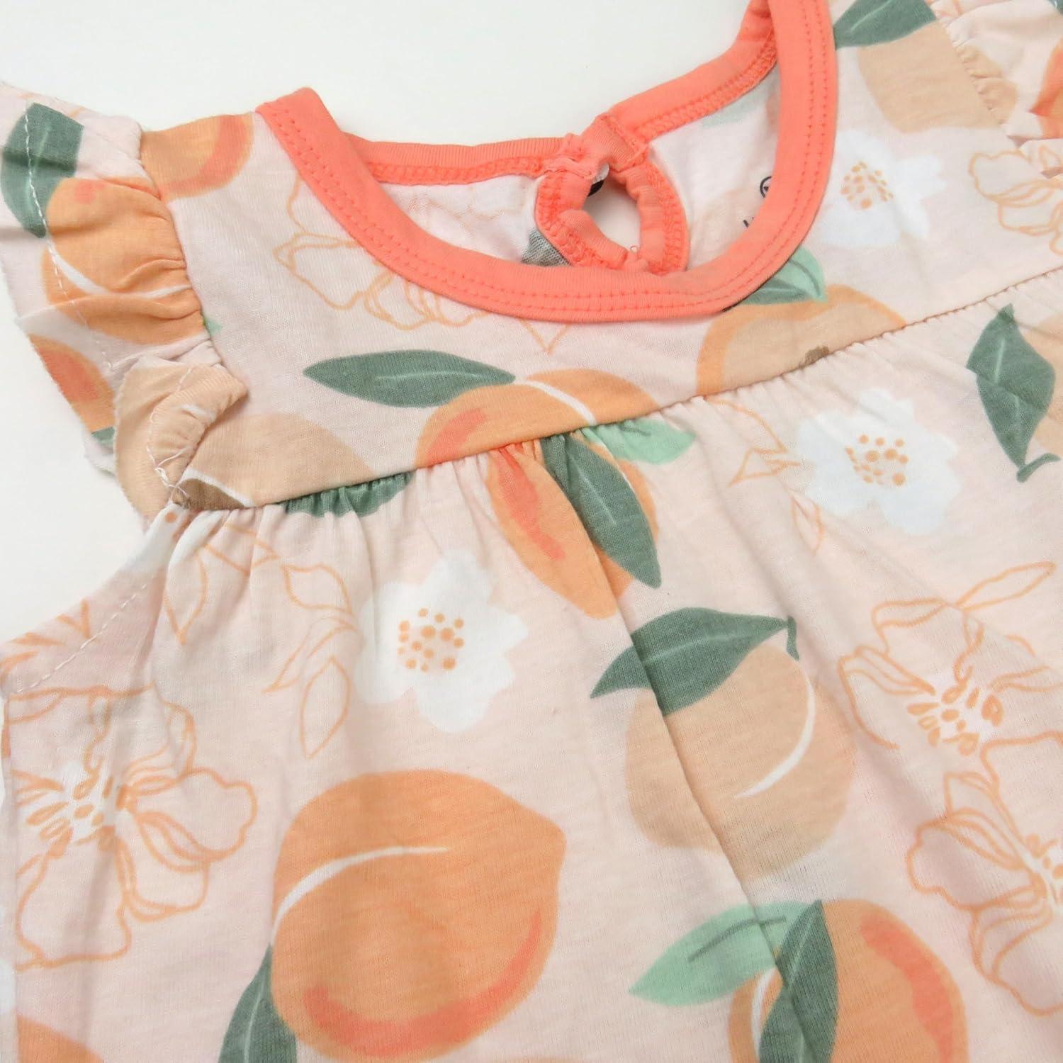 imageHonestBaby babygirls 2piece Outfit Romper ampamp Headband Set for Infant Baby and Toddler GirlsJust Peachy