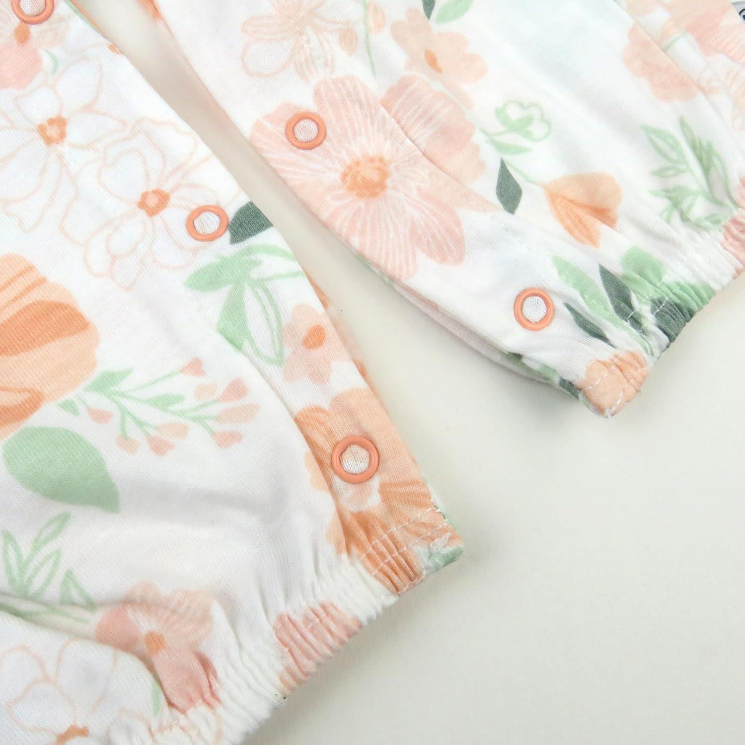 imageHonestBaby babygirls 2piece Outfit Romper ampamp Headband Set for Infant Baby and Toddler GirlsPeach Blossom Floral