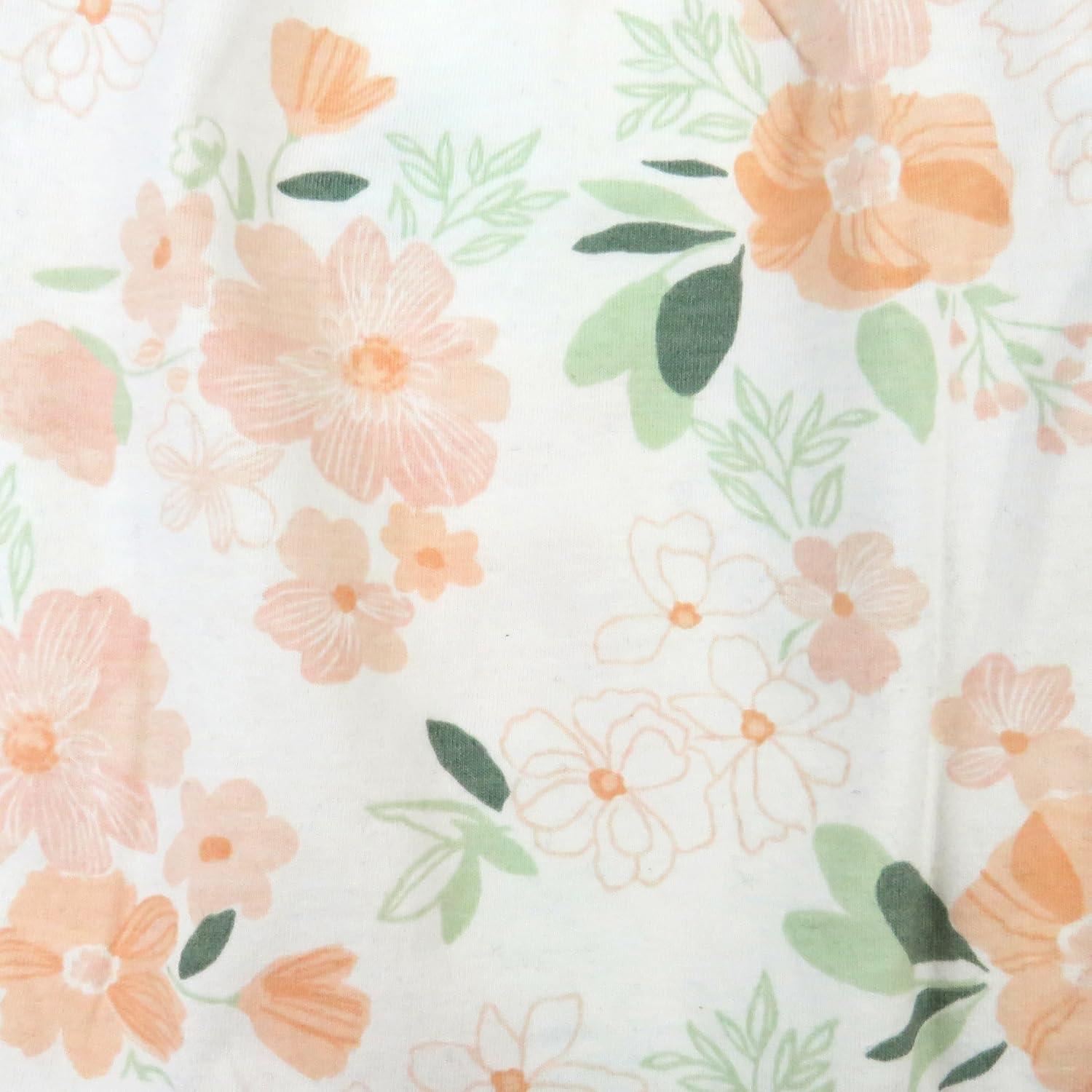 imageHonestBaby babygirls 3 Pack Sleevelss Ruffle Shoulder Tops 100 Organic Cotton for Baby GirlsWhite Peach Blossom Floral