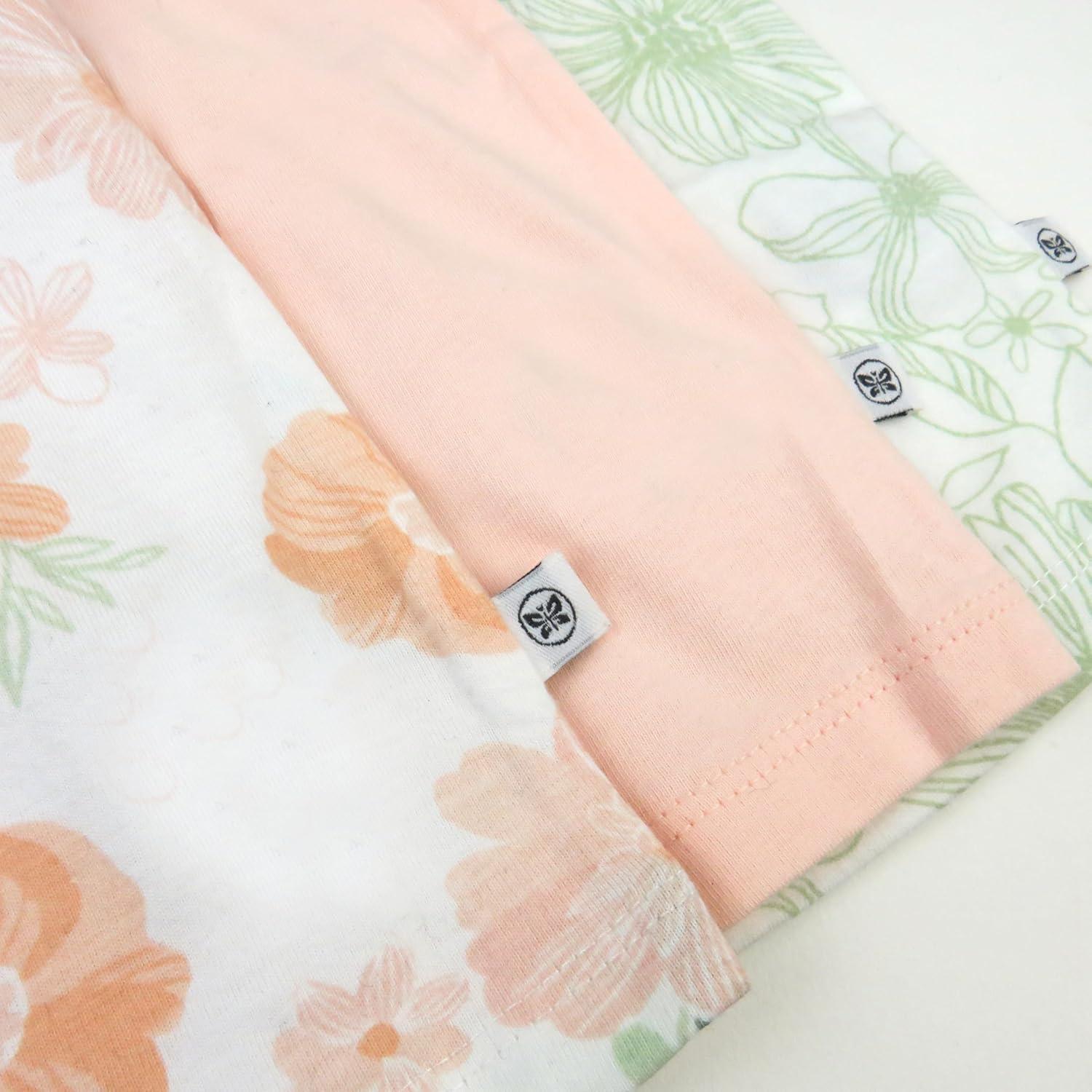 imageHonestBaby babygirls 3 Pack Sleevelss Ruffle Shoulder Tops 100 Organic Cotton for Baby GirlsWhite Peach Blossom Floral
