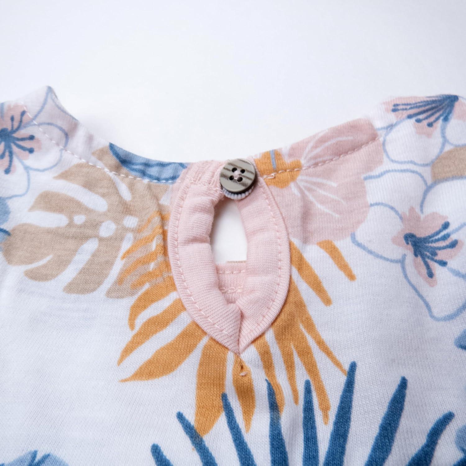 imageHonestBaby babygirls Flutter Tee Tank Top With Ruffle Diaper Cover 100 Organic Cotton for Infant Baby and Toddler Girls2pack Maui Floral