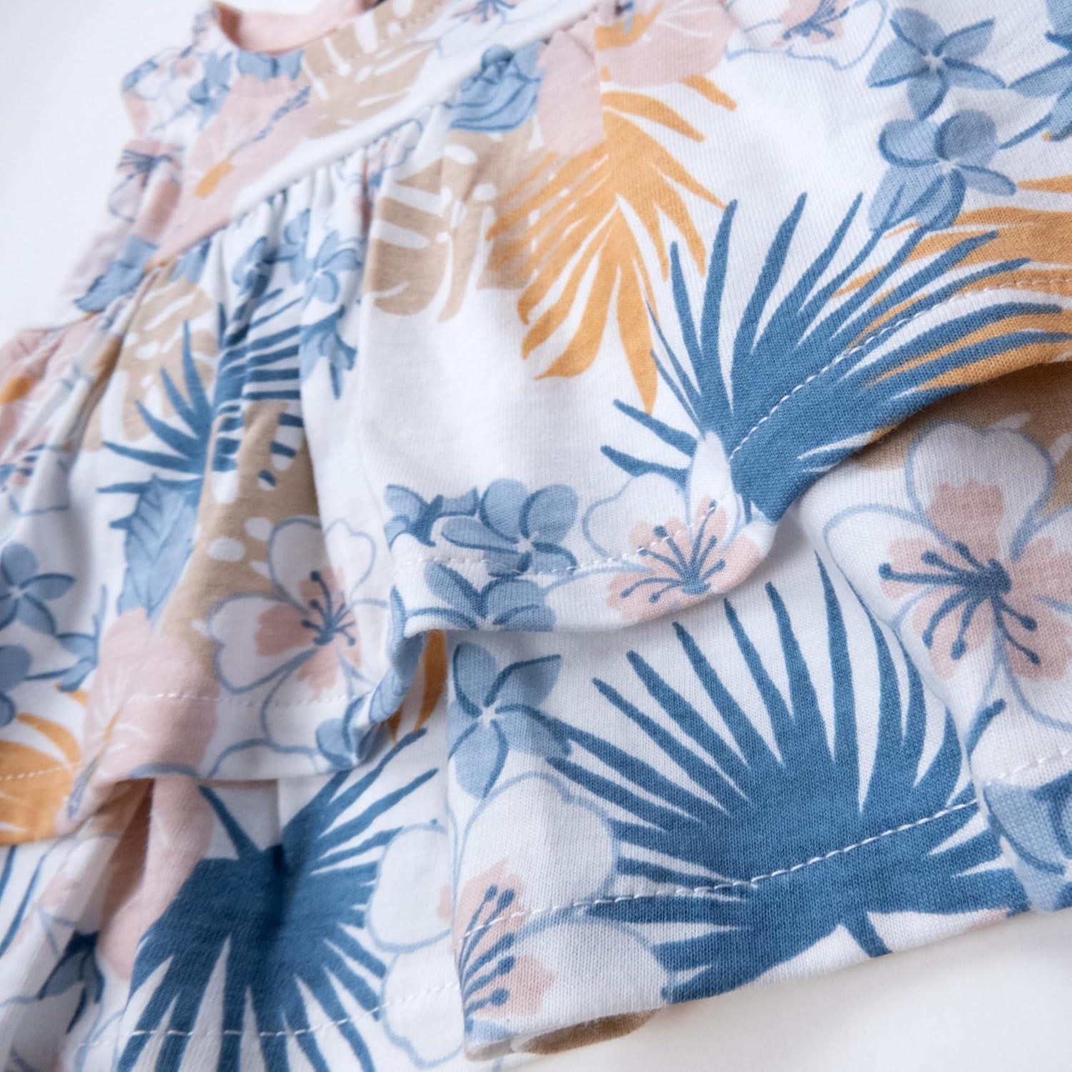imageHonestBaby babygirls Flutter Tee Tank Top With Ruffle Diaper Cover 100 Organic Cotton for Infant Baby and Toddler Girls2pack Maui Floral