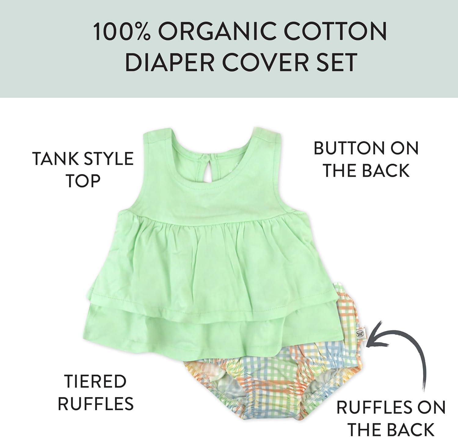 imageHonestBaby babygirls Multipack Dress ampamp Diaper Cover 100 Organic Cotton for Infant Baby and Toddler Boys Girls UnisexSeersucker Plaid Fawn