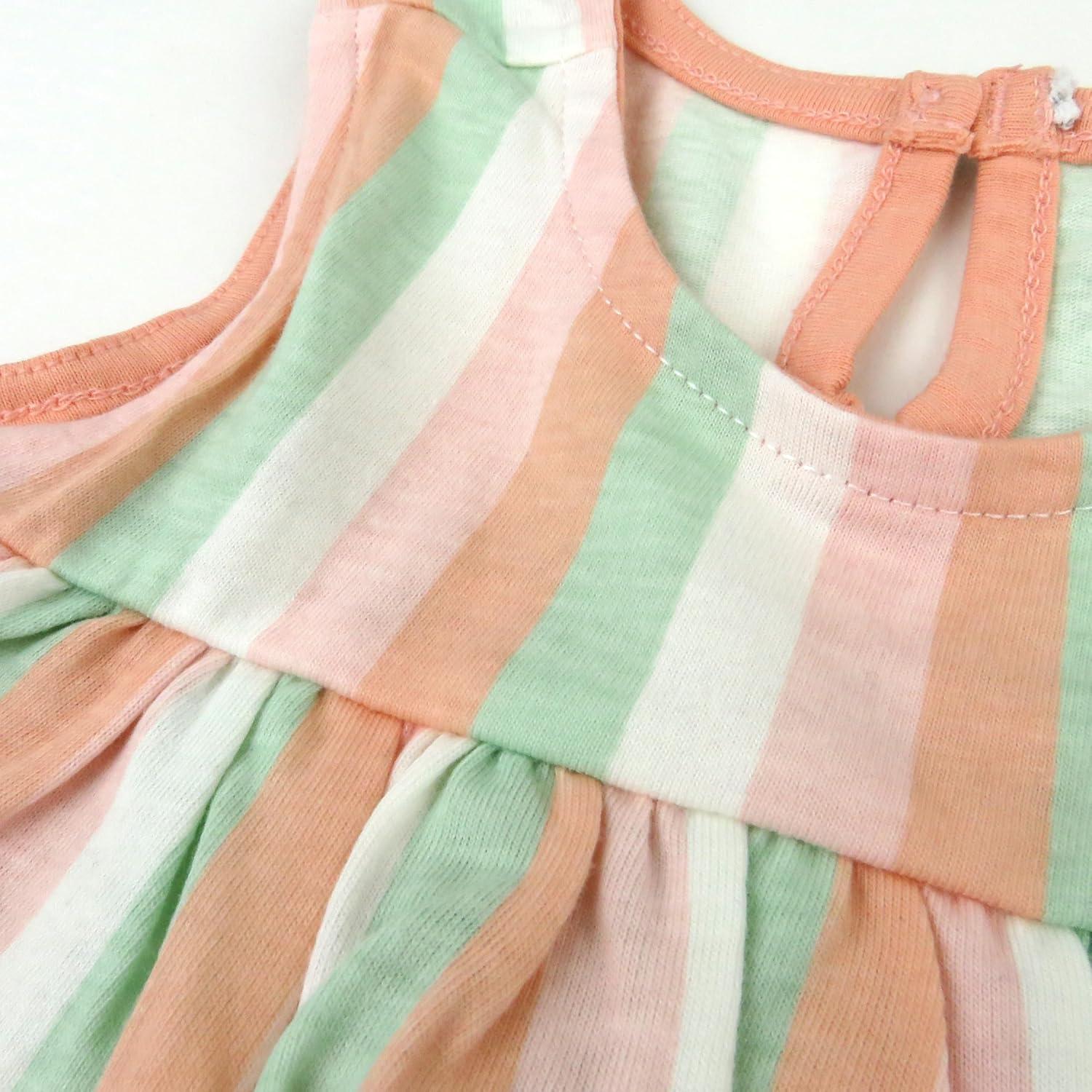 imageHonestBaby babygirls Multipack Dress ampamp Diaper Cover 100 Organic Cotton for Infant Baby and Toddler Boys Girls UnisexSerene Stripe Peach