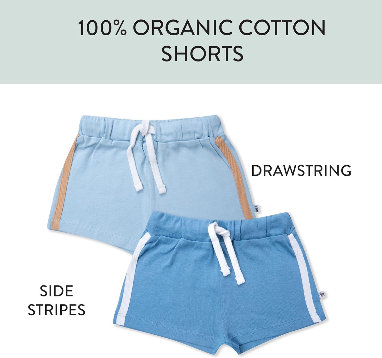 imageHonestBaby unisexbaby 2pack Cargo Shorts 100 Organic Cotton for Infant Baby and Toddler Boys GirlsSunset Blue 2pack