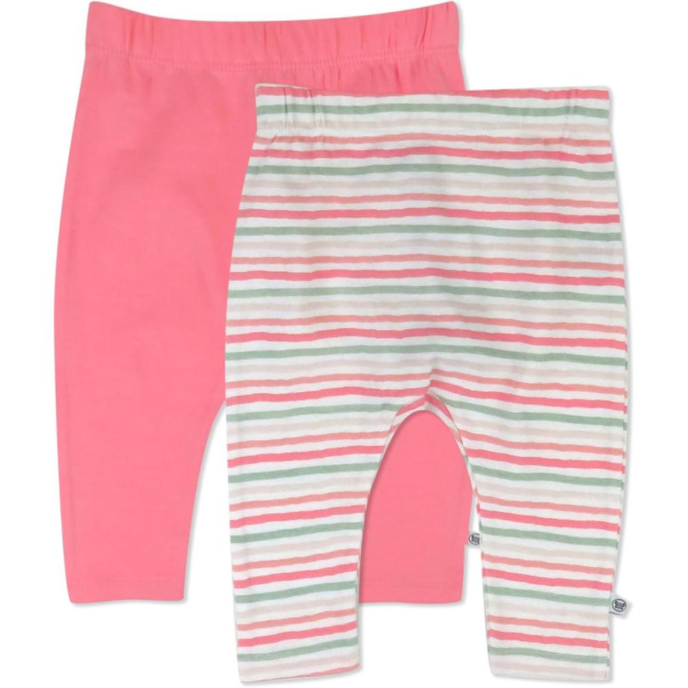 imageHonestBaby Unisex Multipack Harem Pants Roomy Fit Pull on Bottoms 100 Organic Cotton for Baby Boys GirlsWatercolor Stripe Rosewat