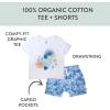imageHonestBaby babyboys 2 Piece Baby Toddler Short Sleeve and Shorts Set for Girls Boys UnisexTropic Shadow Chambray