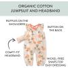 imageHonestBaby babygirls 2piece Outfit Romper ampamp Headband Set for Infant Baby and Toddler GirlsJust Peachy